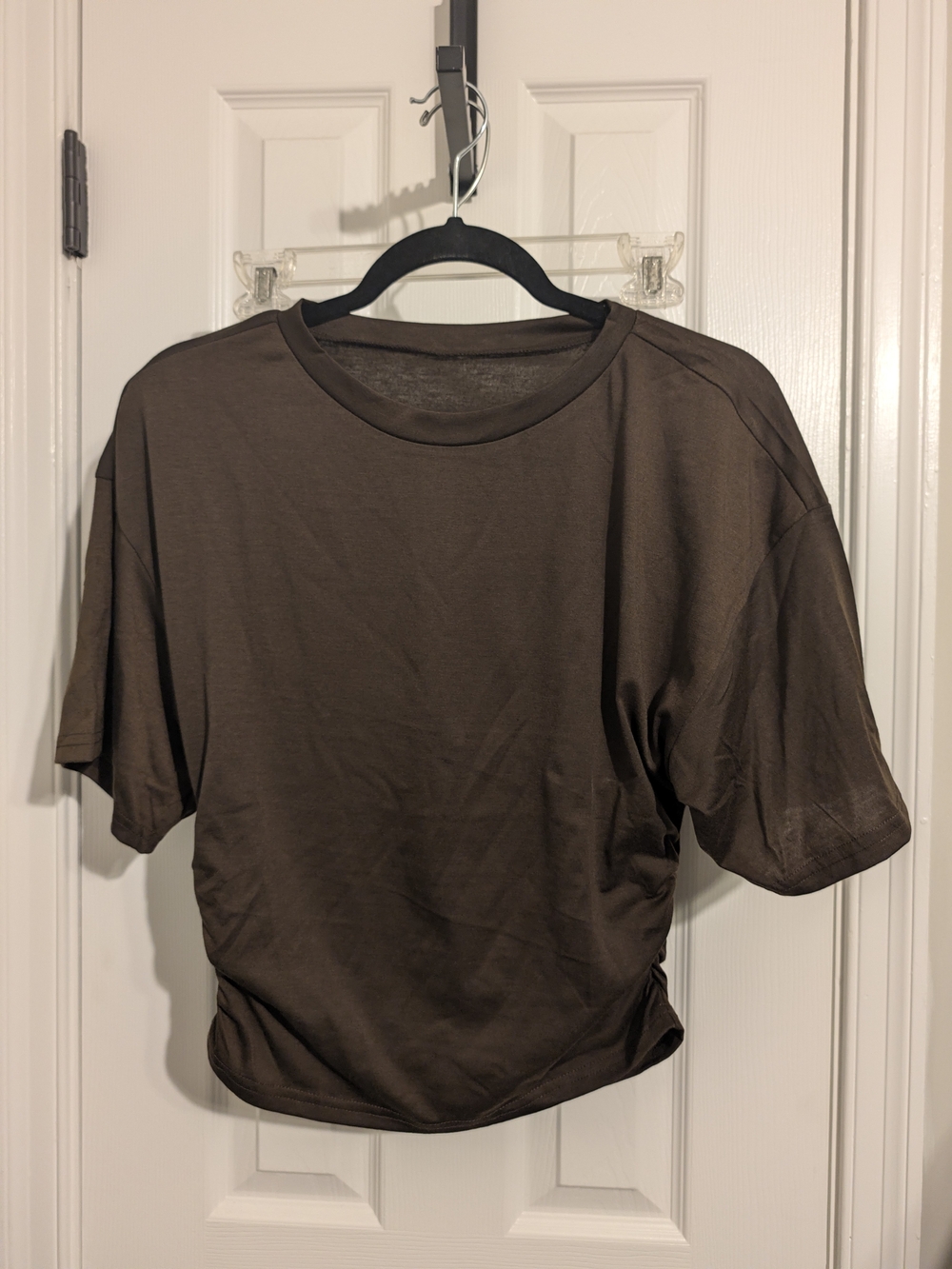 Men's Brown Crewneck Short-Sleeve Shirt